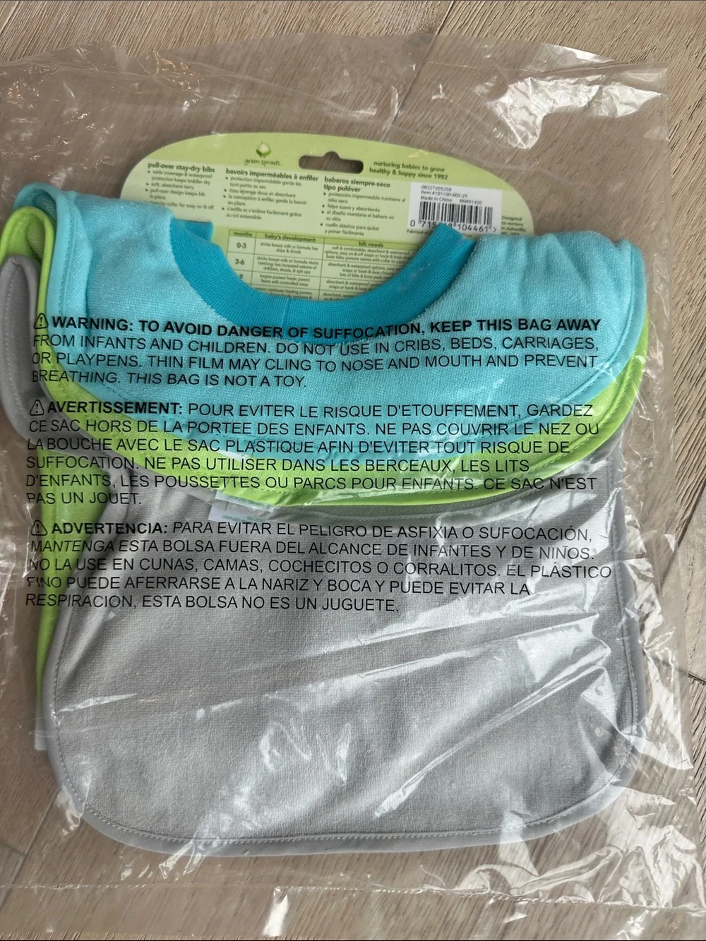 Aqua Pull-Over Stay-Dry Baby Bib (3-Pack)